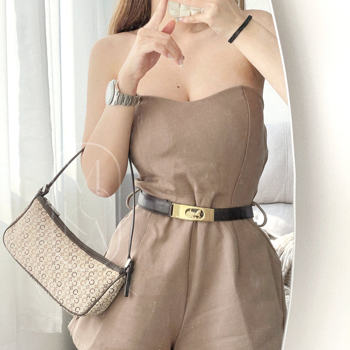 Celine canvas leather shoulder bag