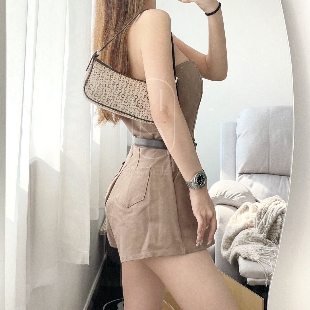 Celine canvas leather shoulder bag