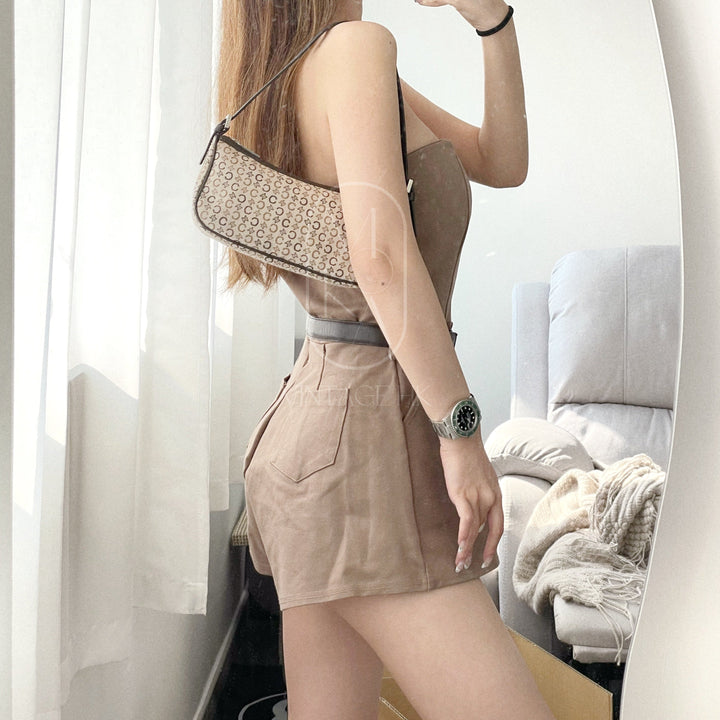 Celine canvas leather shoulder bag