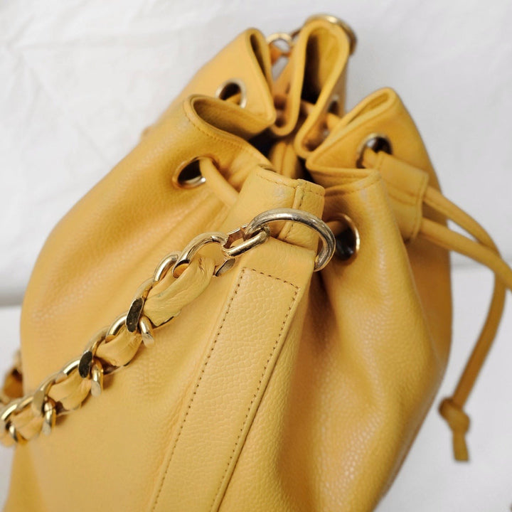 Chanel vintage CC drawstring cowhide bucket bag