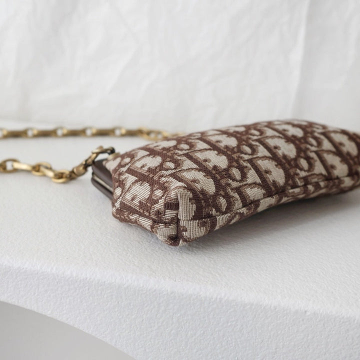 Dior vintage kiss-lock clutch bag+chain