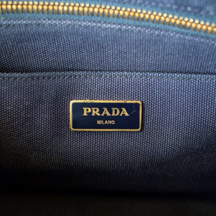 Prada canapa 2way denim shoulder hand bag