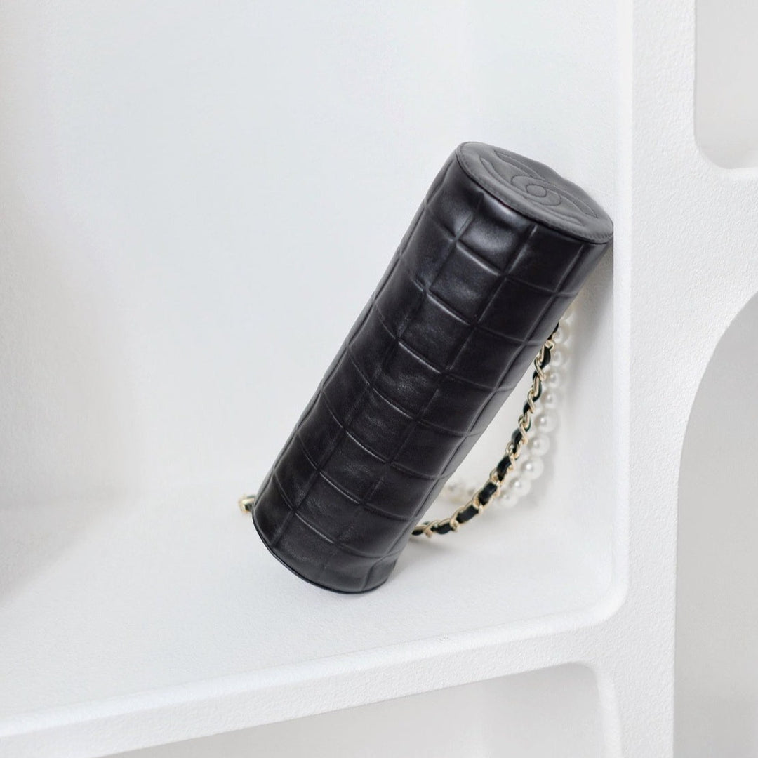 Chanel vintage chocolate bar cc cylinder bag