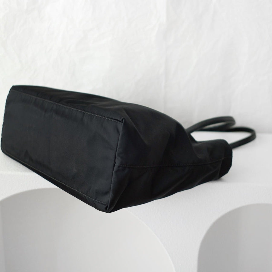Prada nylon tote bag with keychain