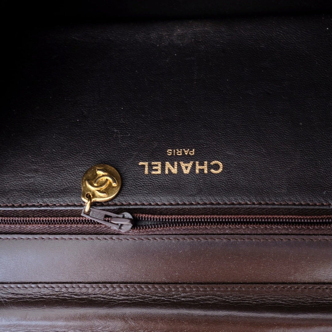 Chanel vintage box leather flap chain bag