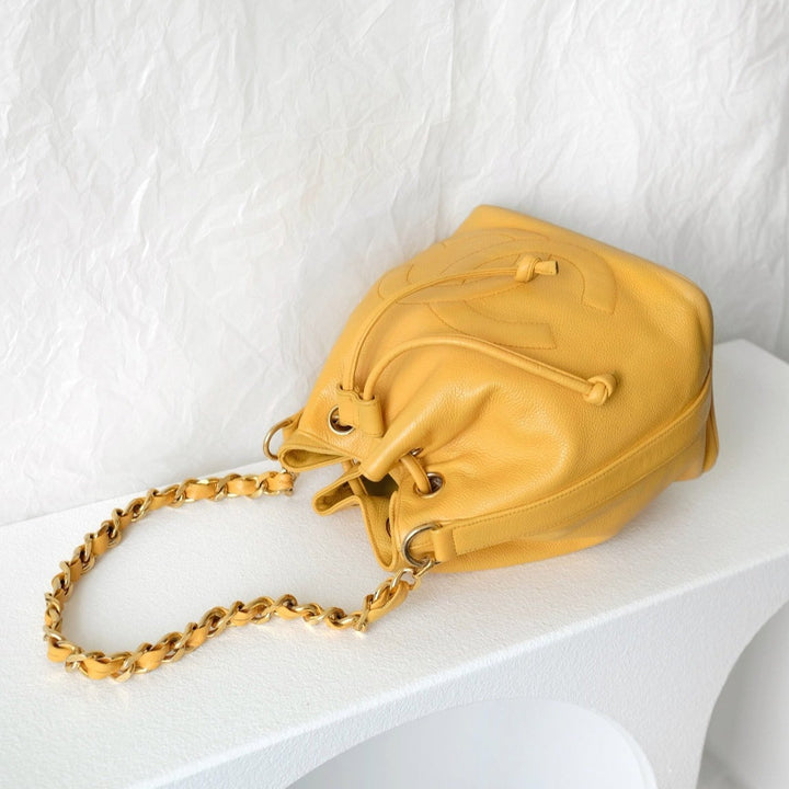 Chanel vintage CC drawstring cowhide bucket bag