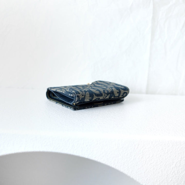 Dior saddle trotter bi-fold wallet navy