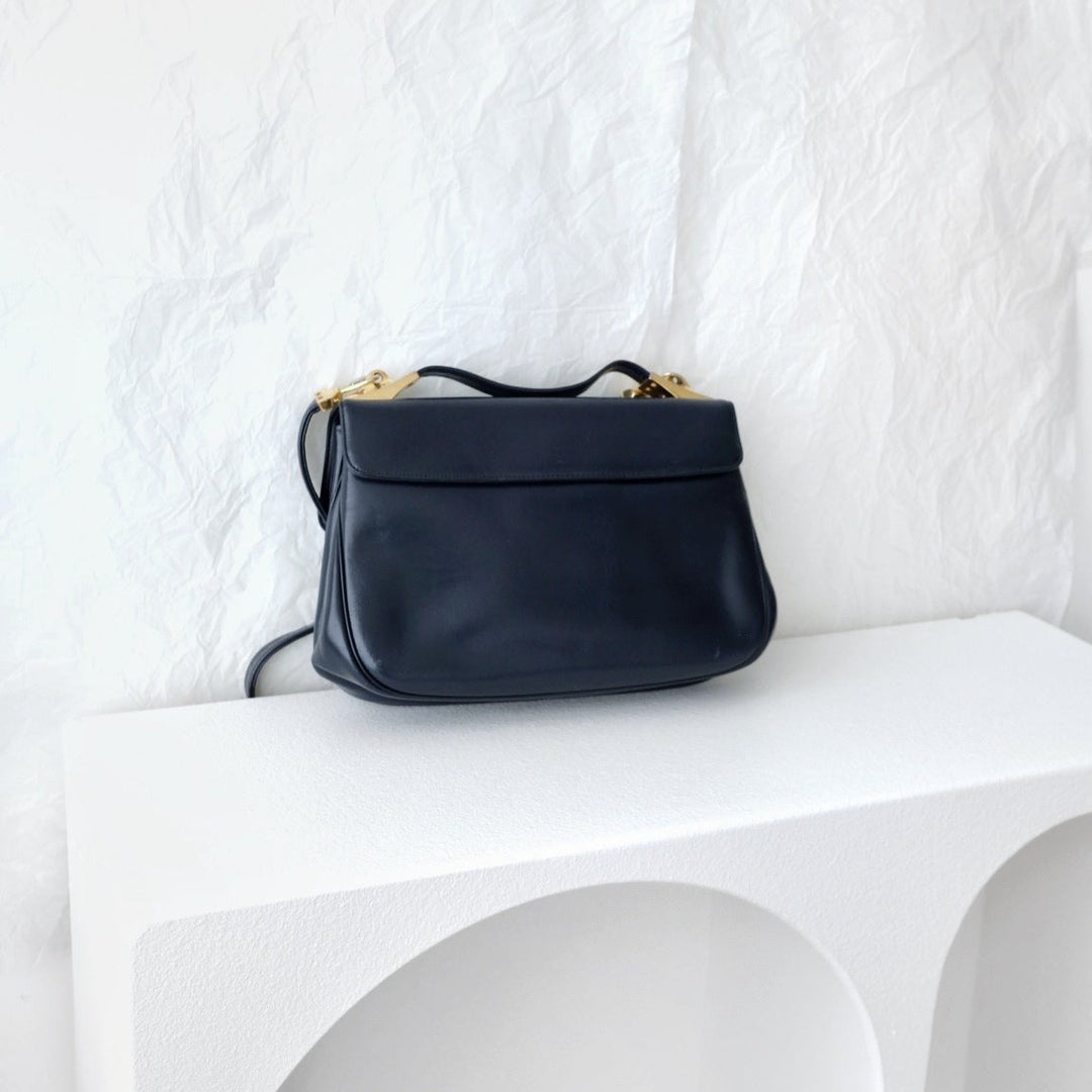Dior trotteur dark navy cream leather jacquard handbag