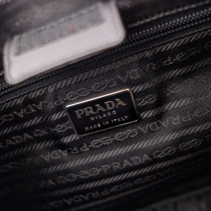 Prada metal strap side logo tote bag