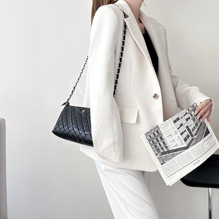 Chanel matelasse quilted clutch bag+chain