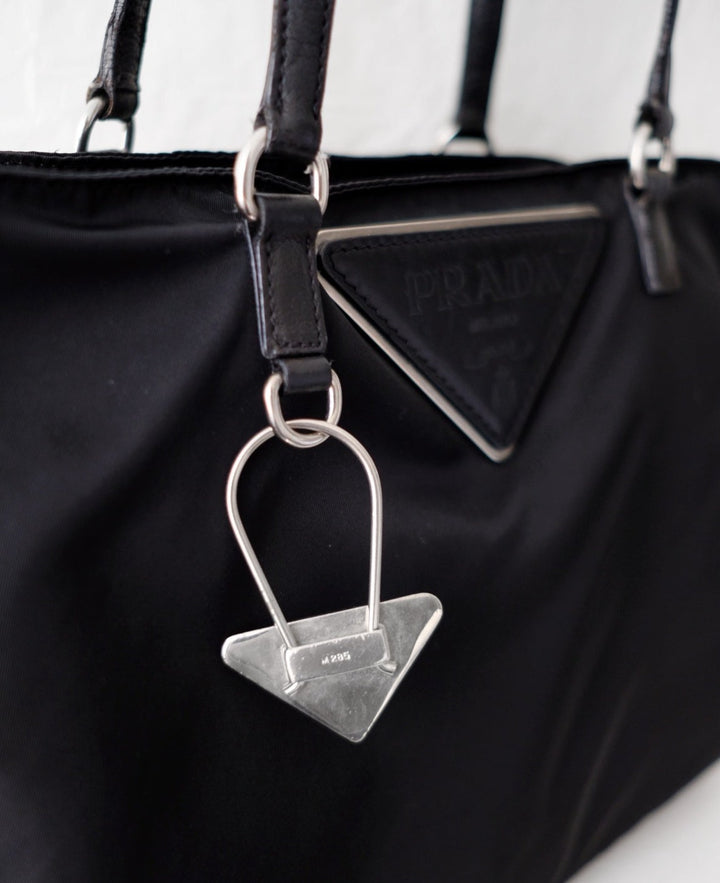 Prada nylon tote bag with keychain