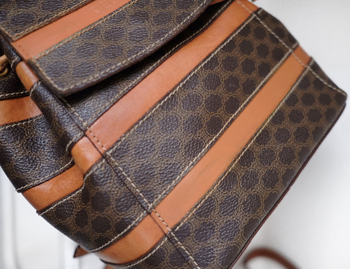 Celine makadam triomphe brown pvc leather backpack