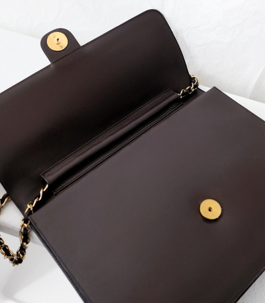 Chanel vintage box leather flap chain bag