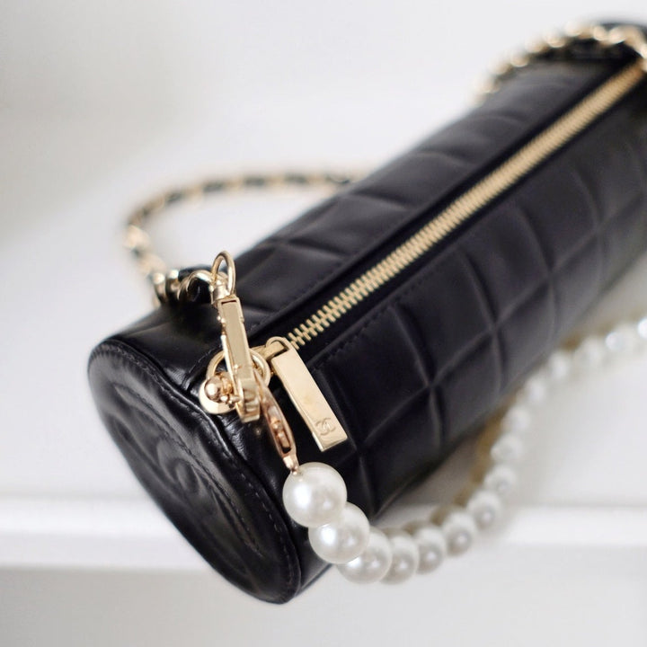 Chanel vintage chocolate bar cc cylinder bag