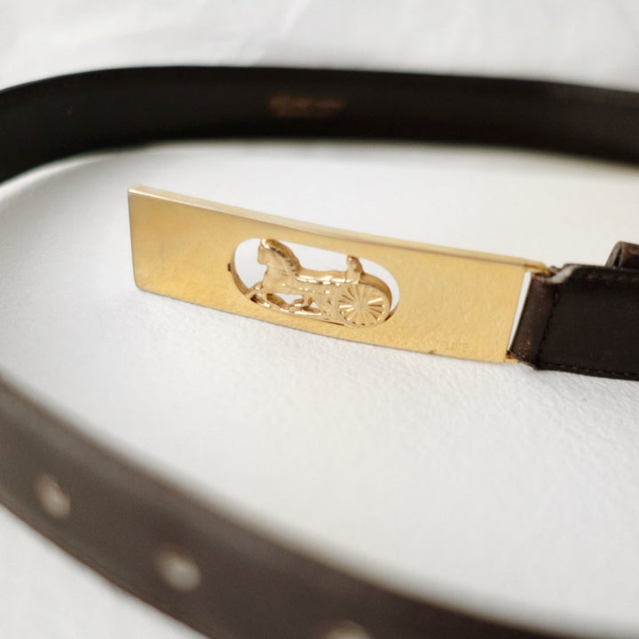 Celine vintage horse carriage leather belt brown