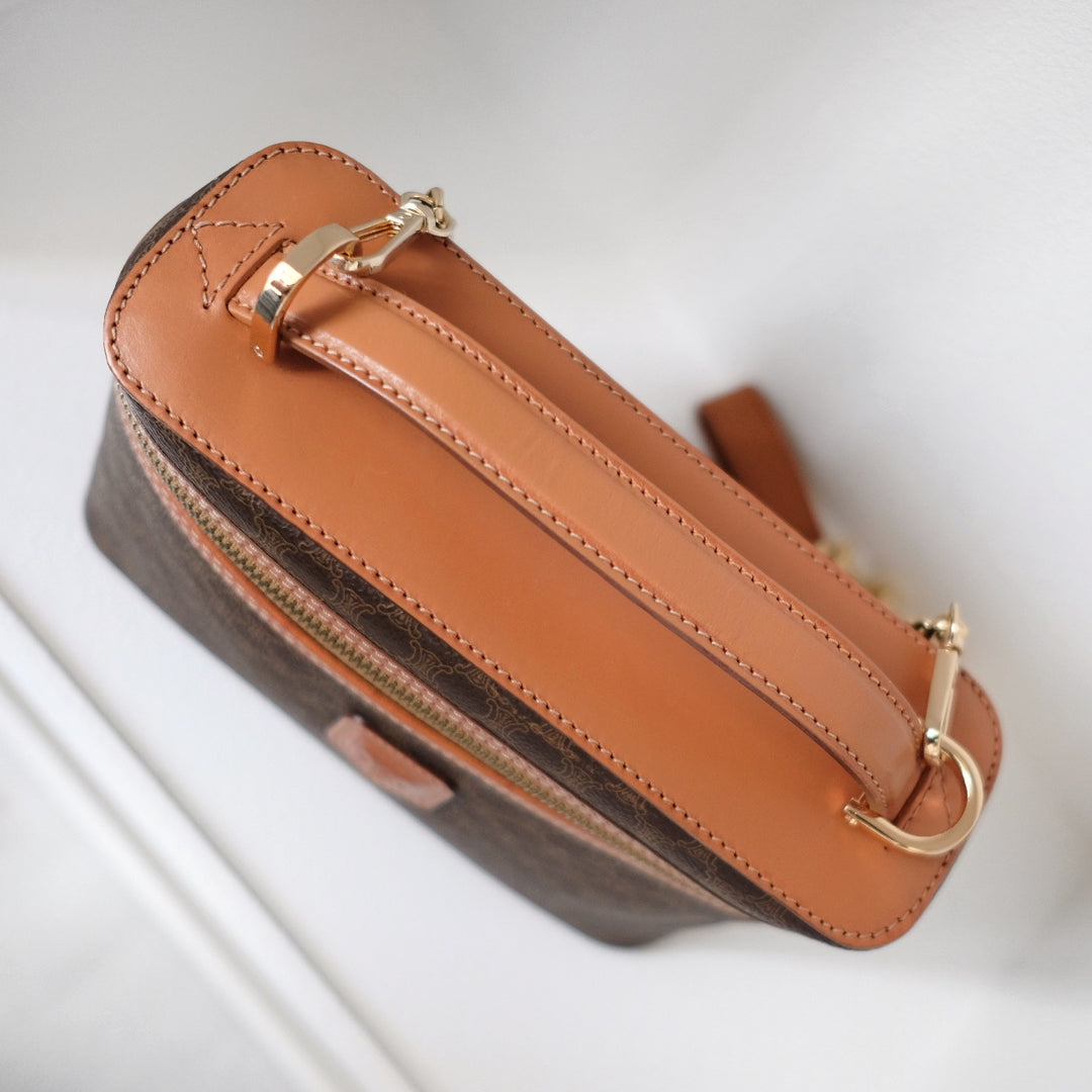 Celine macadam vanity brown coated canvas fabric cosmetic bag