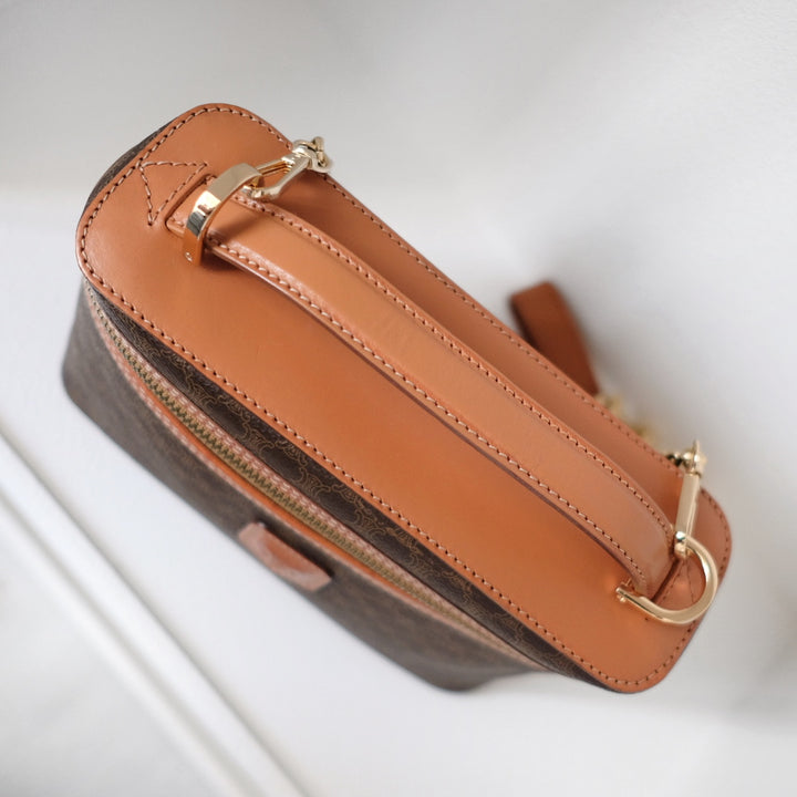 Celine macadam vanity brown coated canvas fabric cosmetic bag