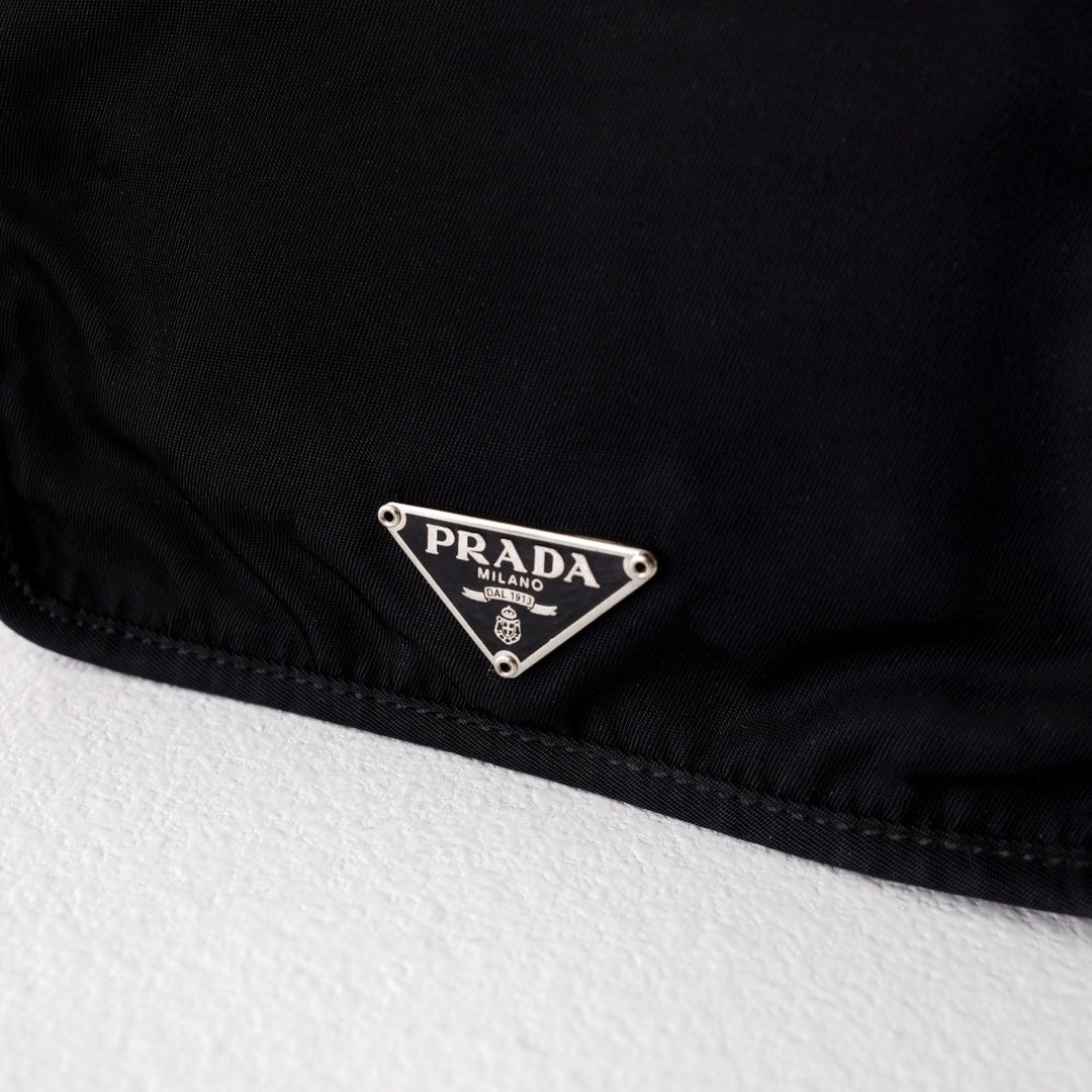 Prada nylon flap clutch+chain