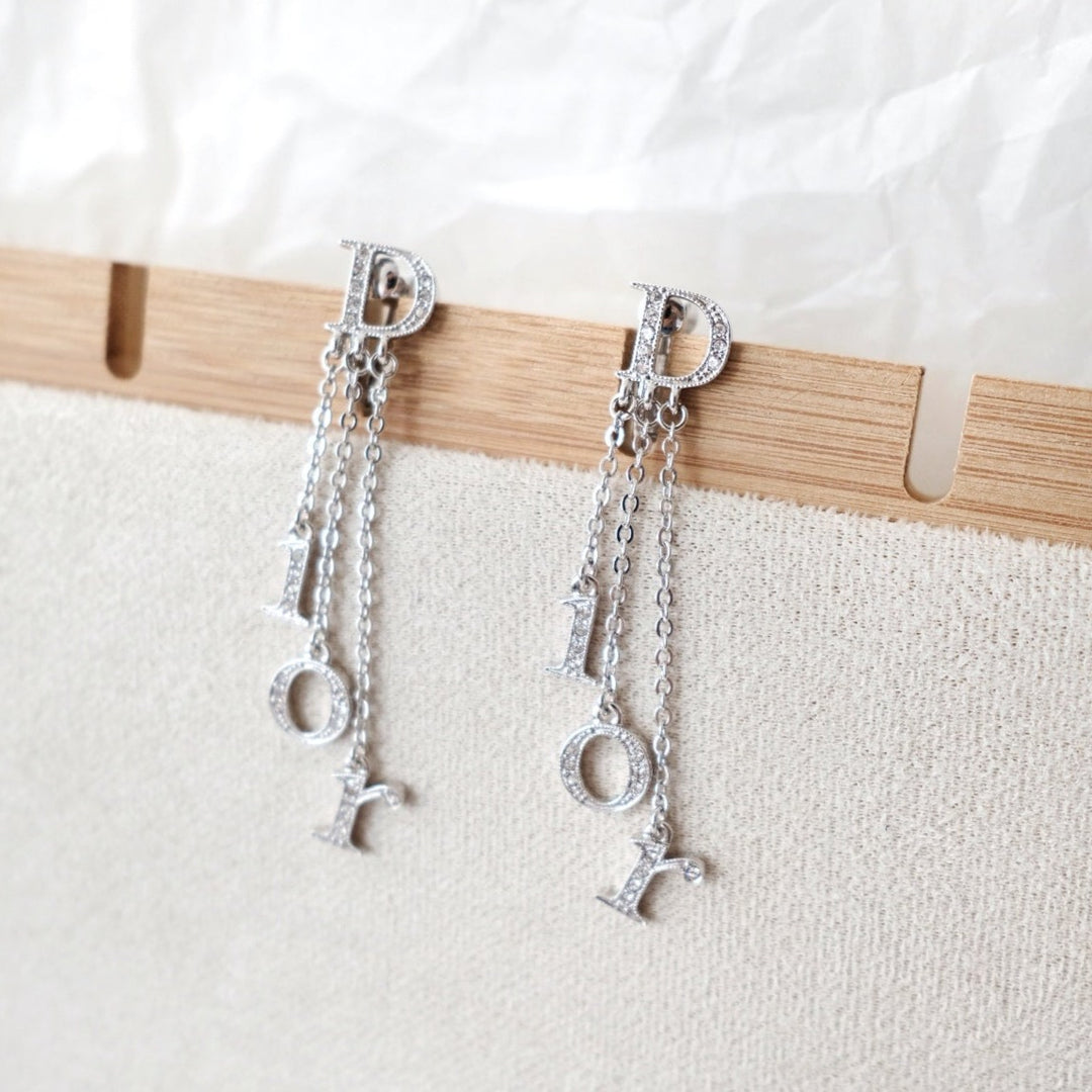 Dior vintage logo dangle earrings