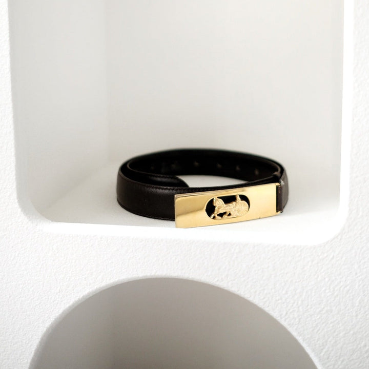 Celine vintage horse carriage leather belt brown