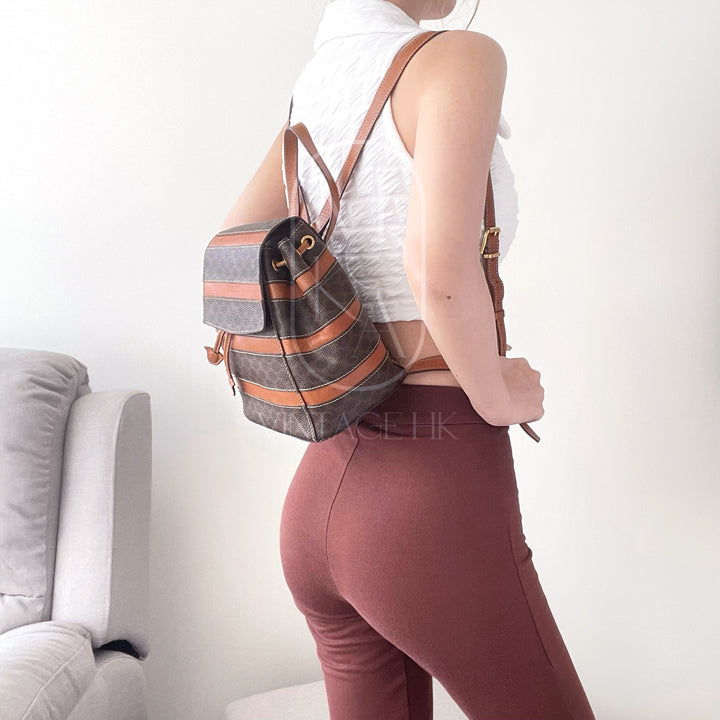 Celine makadam triomphe brown pvc leather backpack