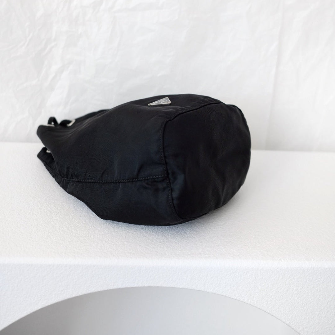 Prada nylon bucket bag +chain