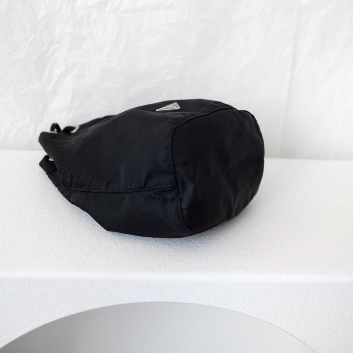 Prada nylon bucket bag +chain