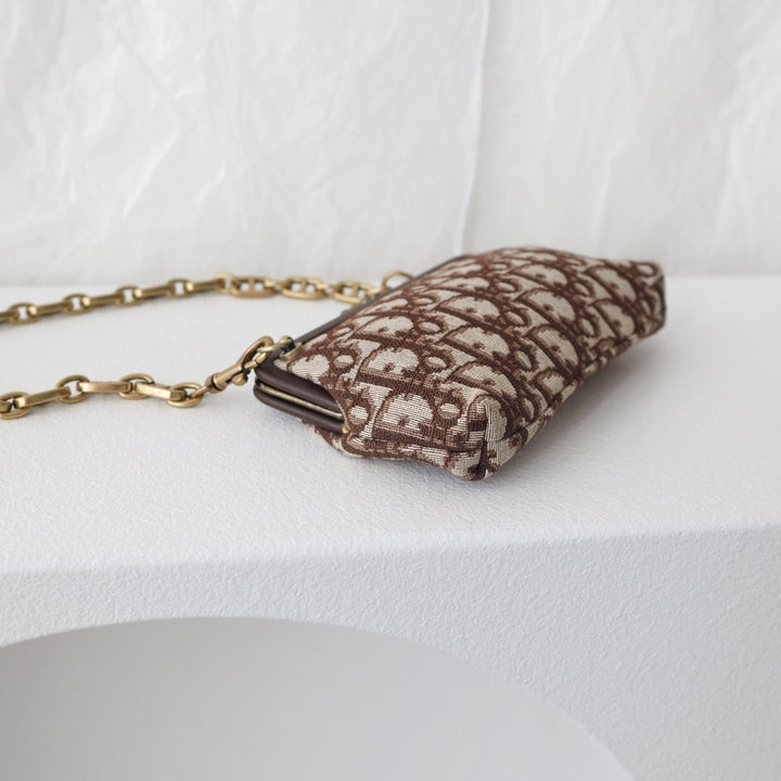 Dior vintage kiss-lock clutch bag+chain
