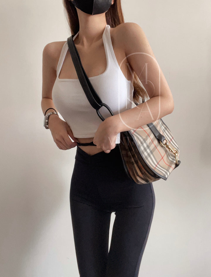 Burberry canvas leather saddle bag