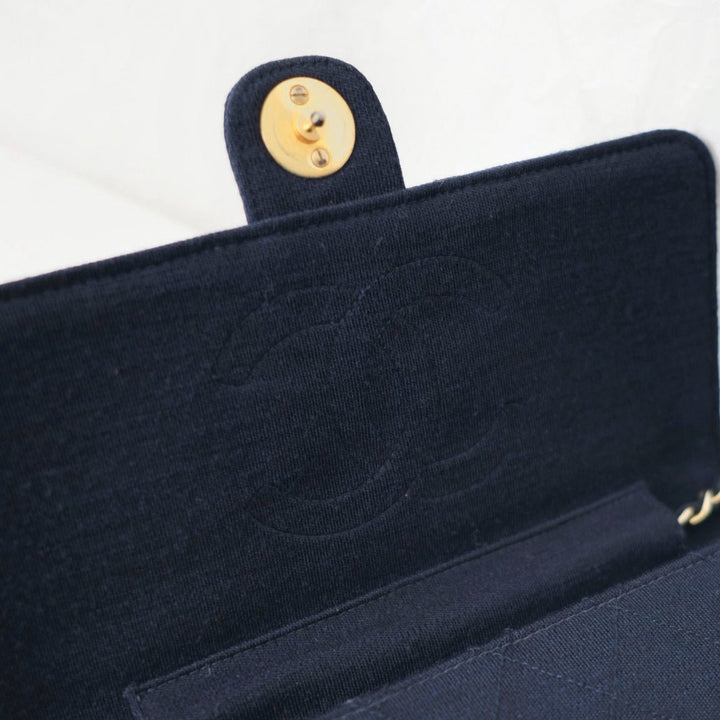 Chanel vintage canvas flap chain bag（navy）