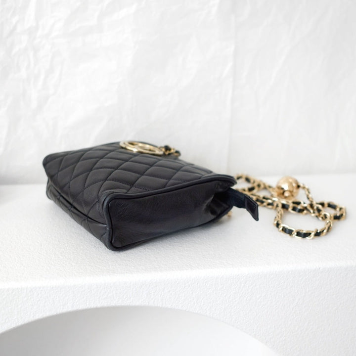 Chanel vintage quilted sheepskin CC belt bag