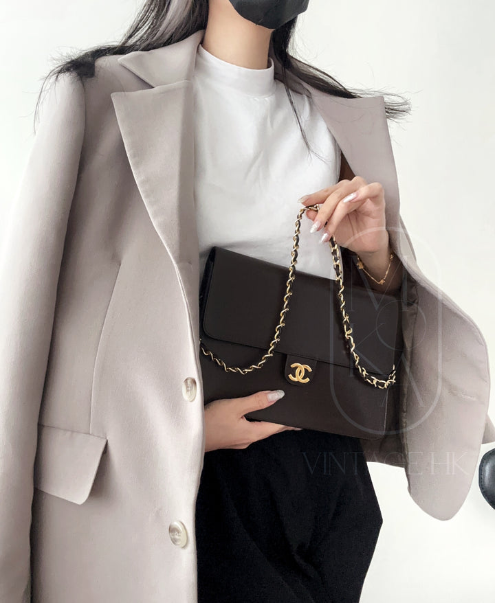 Chanel vintage box leather flap chain bag