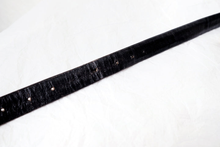 Chanel vintage cc logo leather belt black