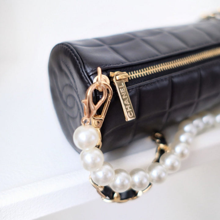 Chanel vintage chocolate bar cc cylinder bag