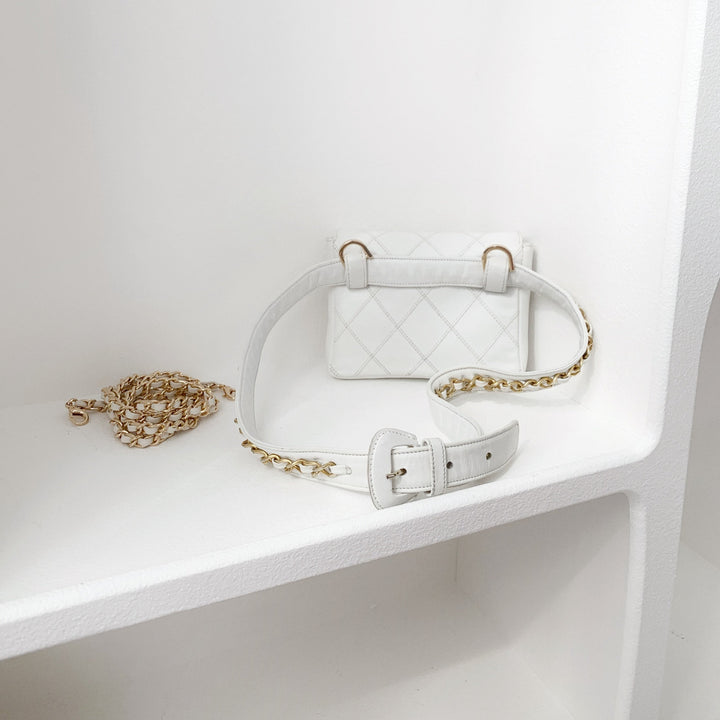 Chanel vintage quilted sheepskin CC belt bag
