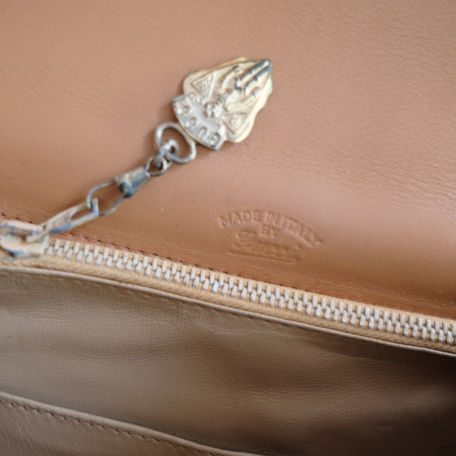 Gucci vintage canvas leather flap shoulder bag