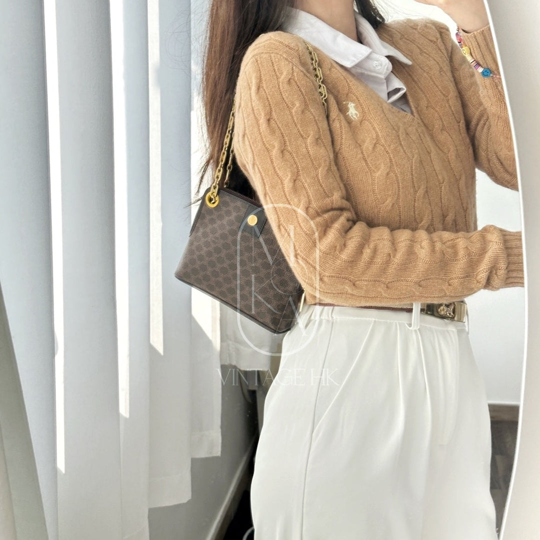 Celine leather clutch+chain