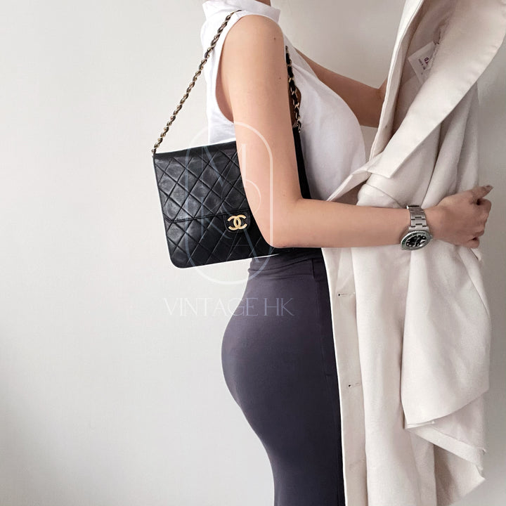Chanel vintage black classic flap chain bag