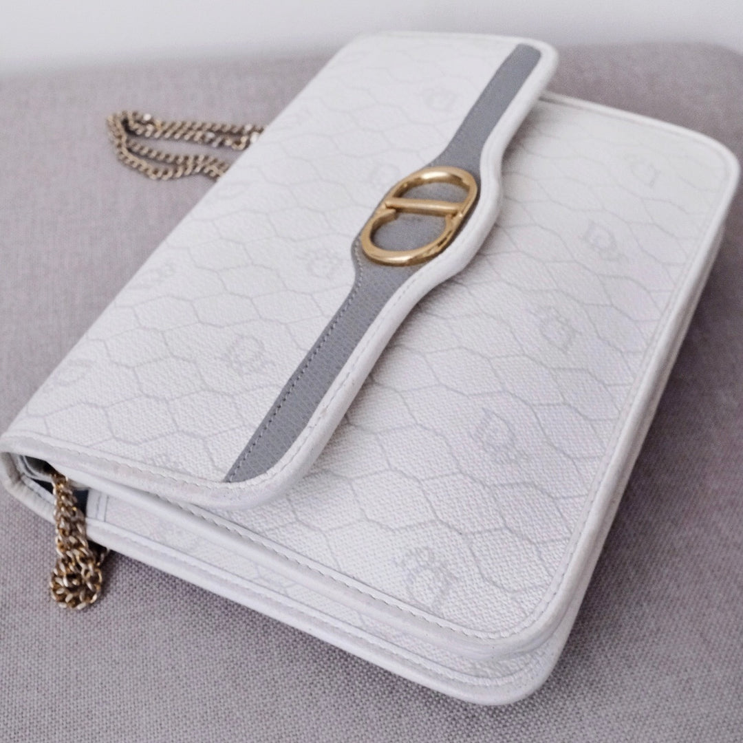 Dior vintage honeycomb pvc chain shoulder bag
