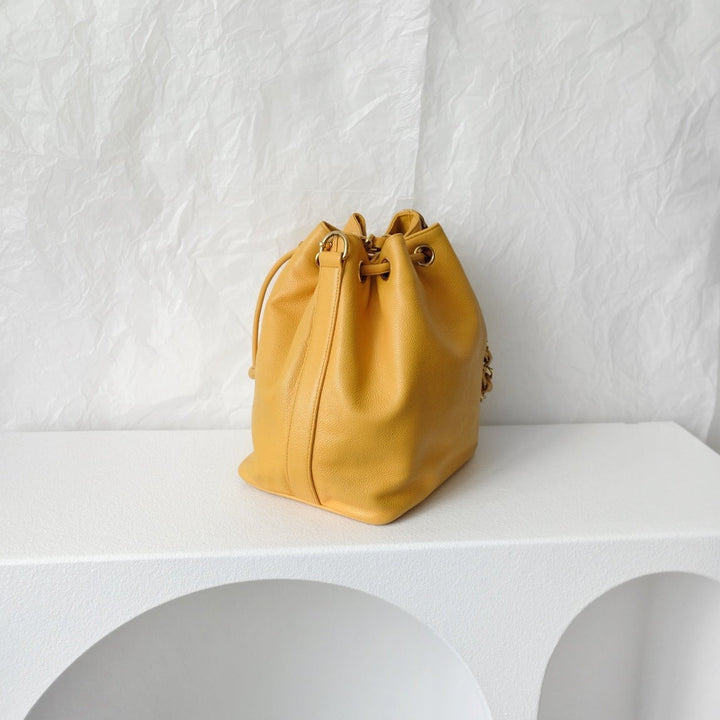 Chanel vintage CC drawstring cowhide bucket bag