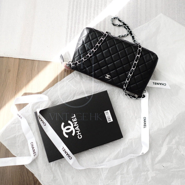 Chanel matelasse quilted clutch bag+chain
