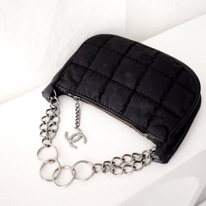 Chanel black chocolate bar nylon pochette