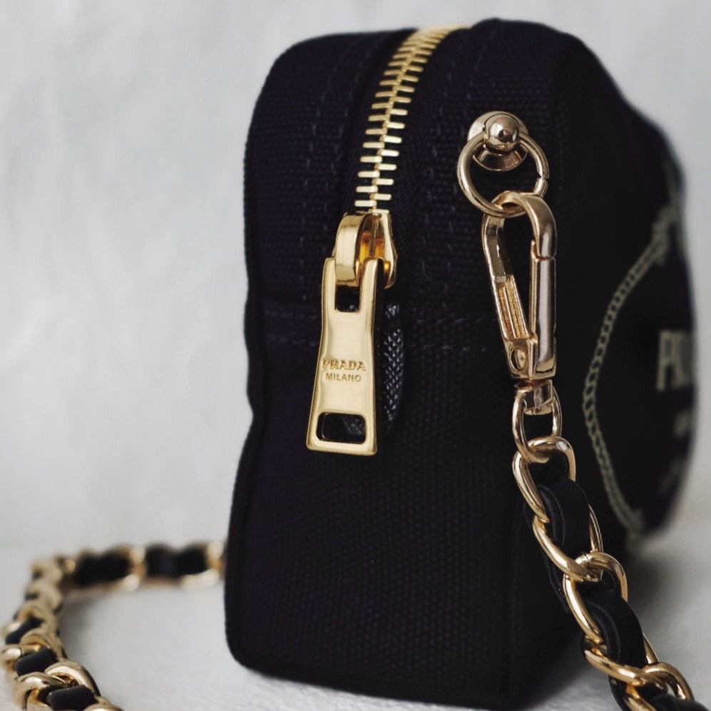 Prada denim clutch+chain
