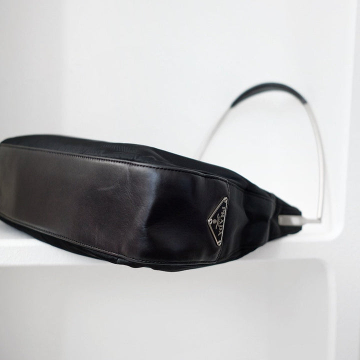 Prada metal strap side logo tote bag