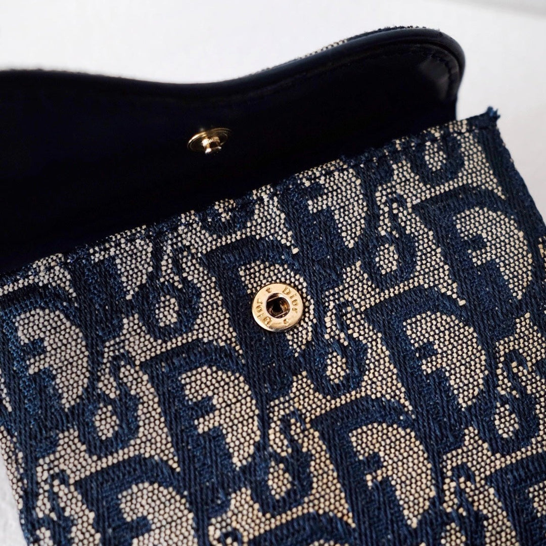Dior saddle trotter bi-fold wallet navy