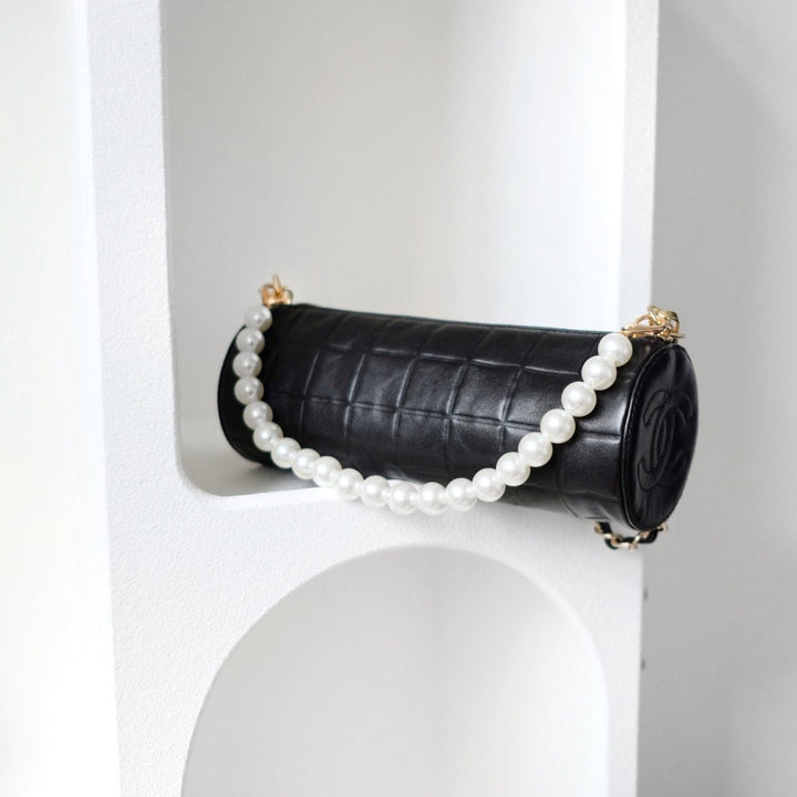 Chanel vintage chocolate bar cc cylinder bag