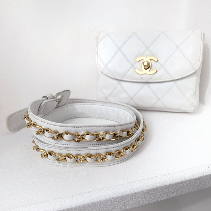Chanel vintage quilted sheepskin CC belt bag