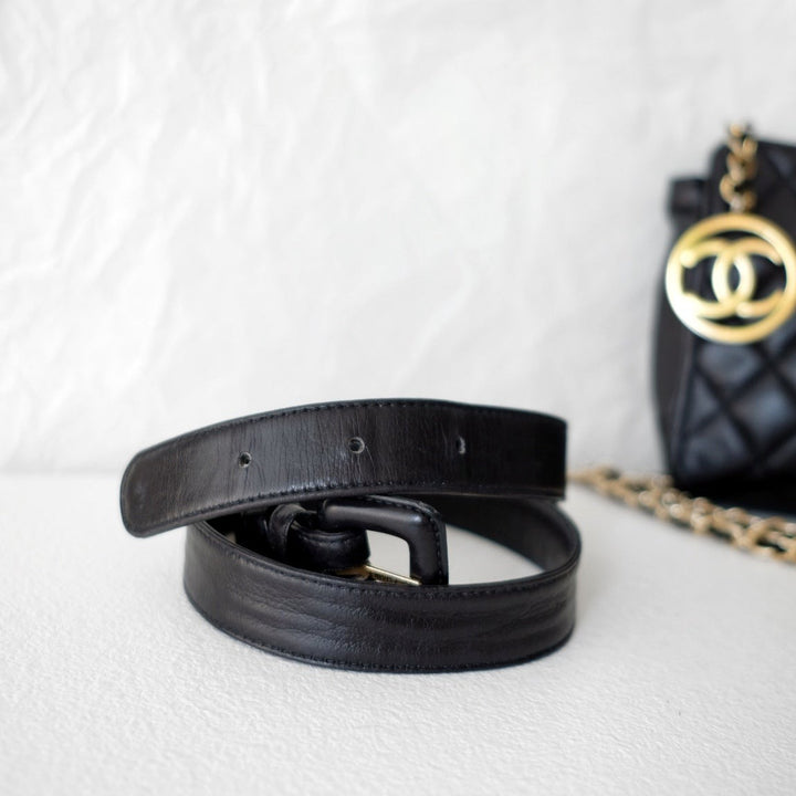 Chanel vintage quilted sheepskin CC belt bag