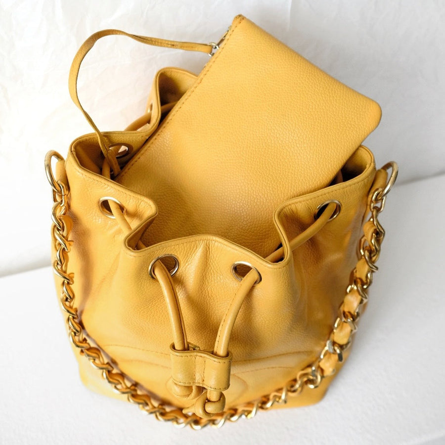 Chanel vintage CC drawstring cowhide bucket bag