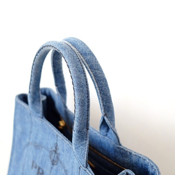 Prada canapa 2way denim shoulder hand bag